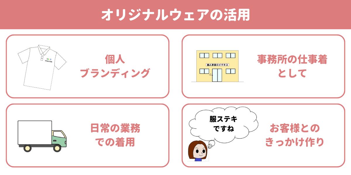 個人事業主のオリジナルウェア活用例