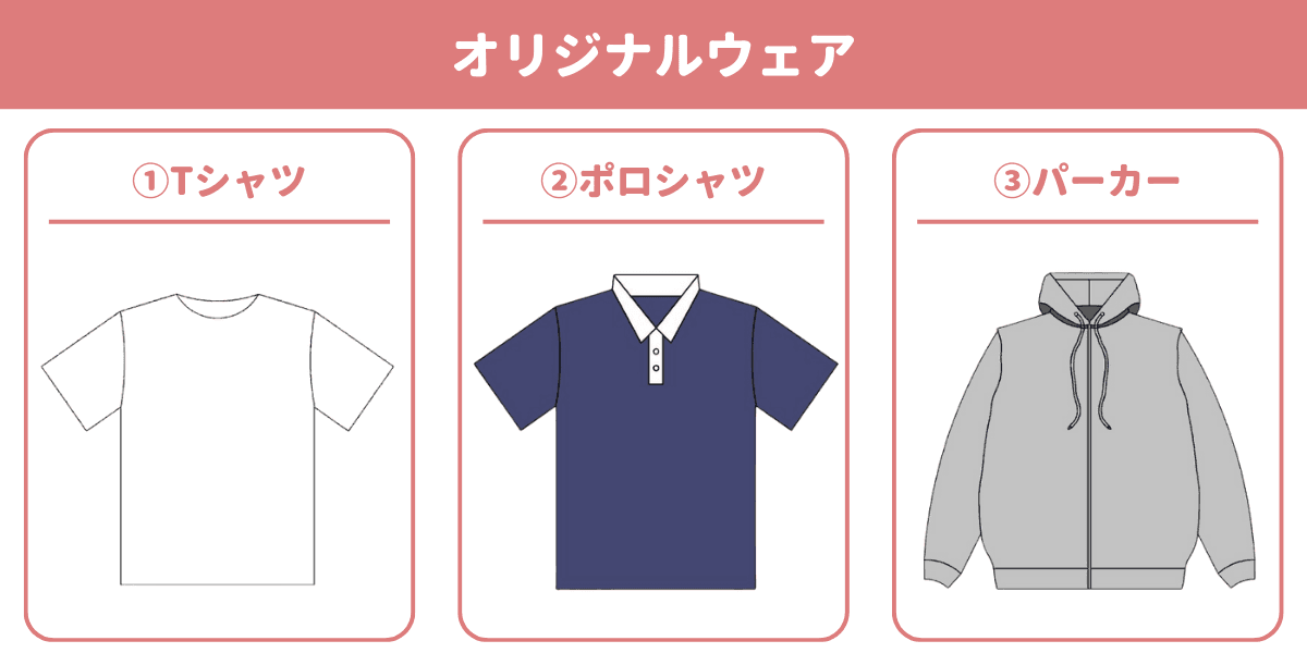オリジナルウェアの種類