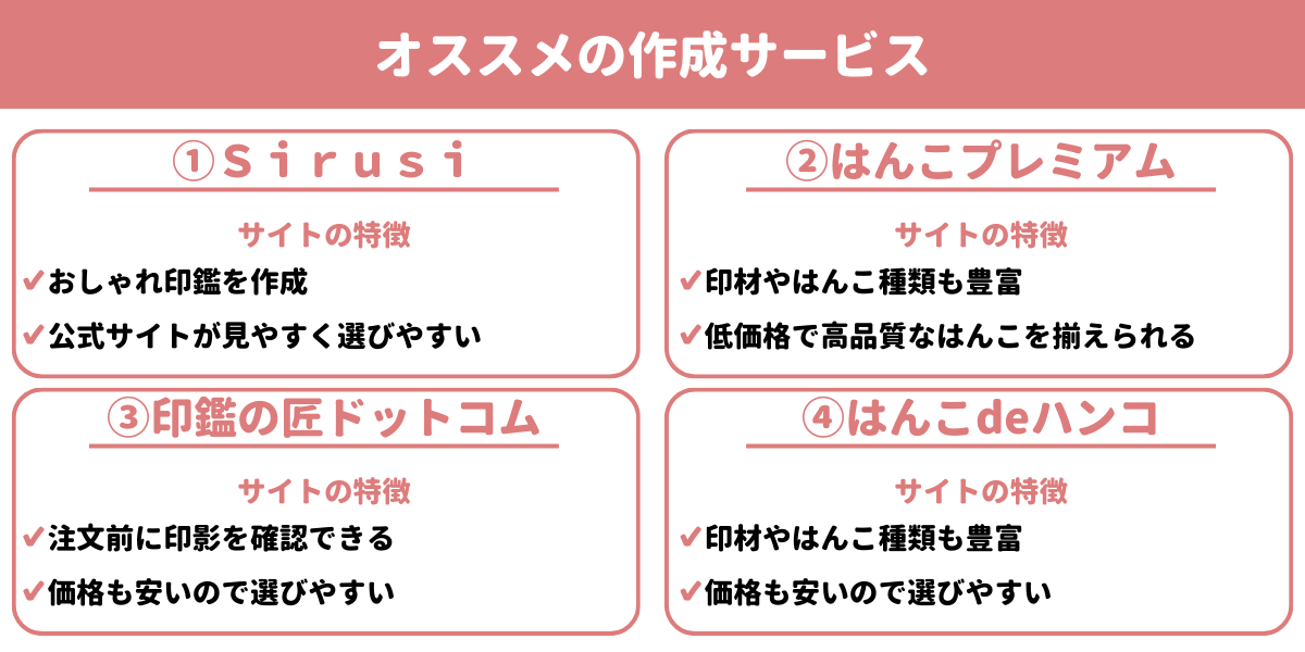 個人事業主におすすめの印鑑作成サービス一覧